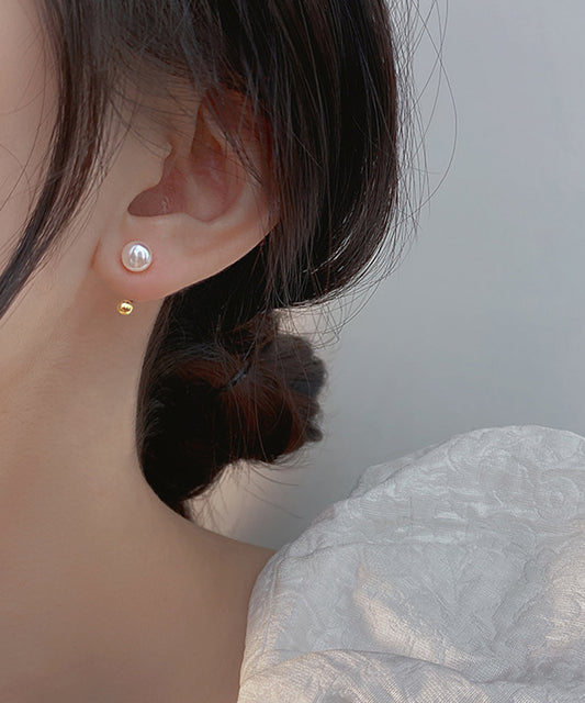 パール × メタリック ボール デザイン ピアス