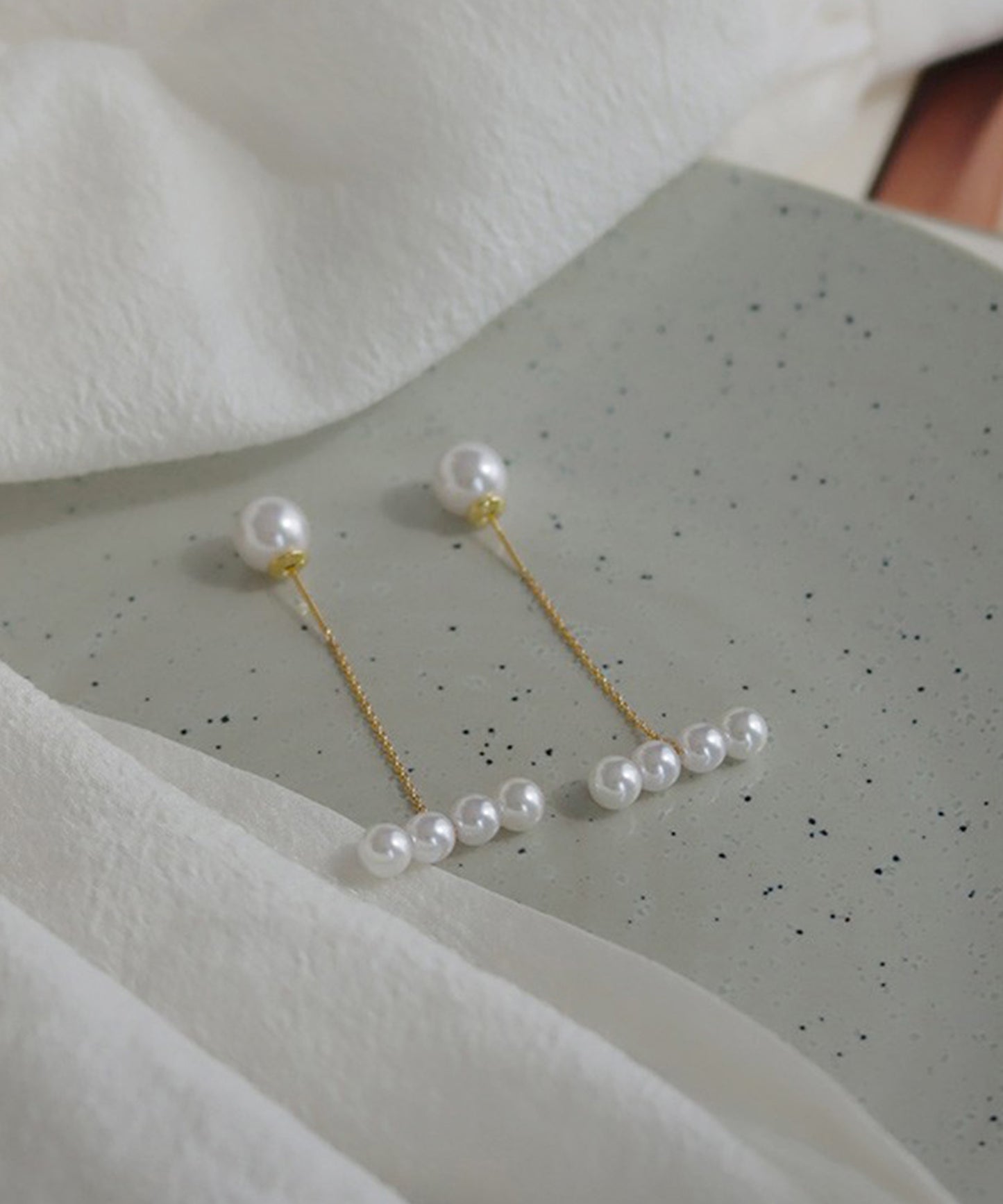 パール ライン ロング チェーン ピアス