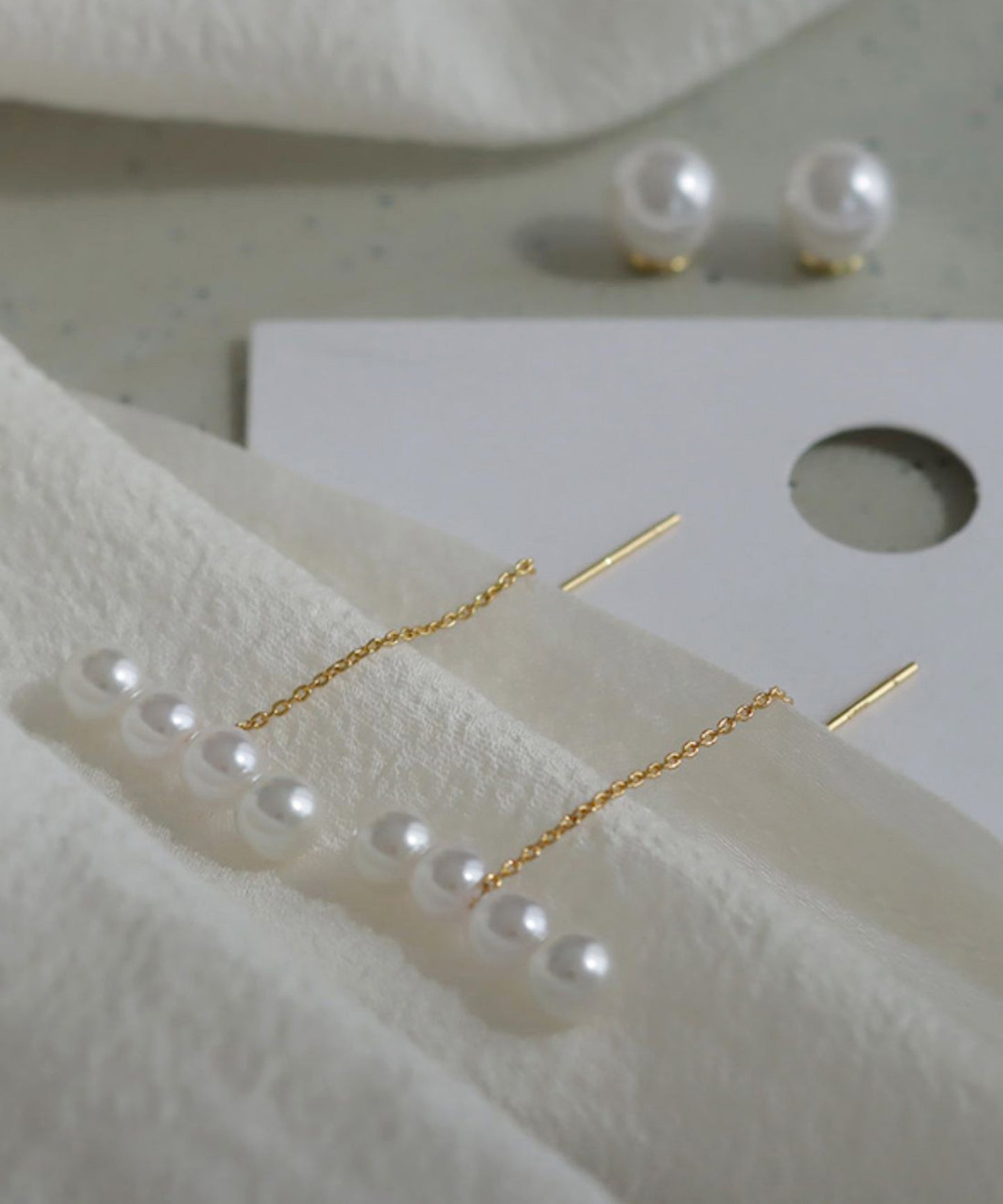 パール ライン ロング チェーン ピアス
