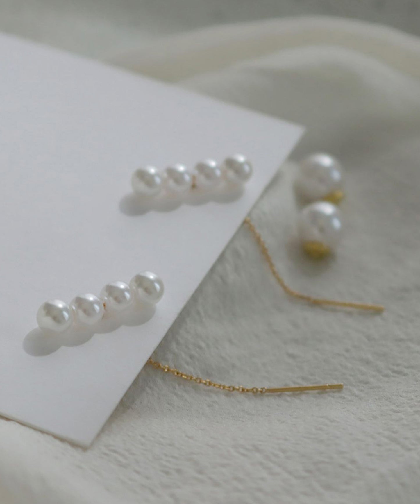 パール ライン ロング チェーン ピアス