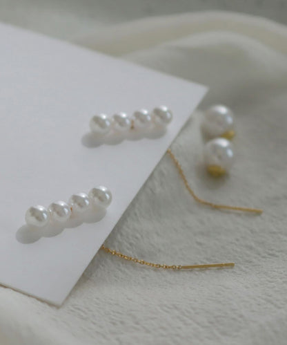 パール ライン ロング チェーン ピアス