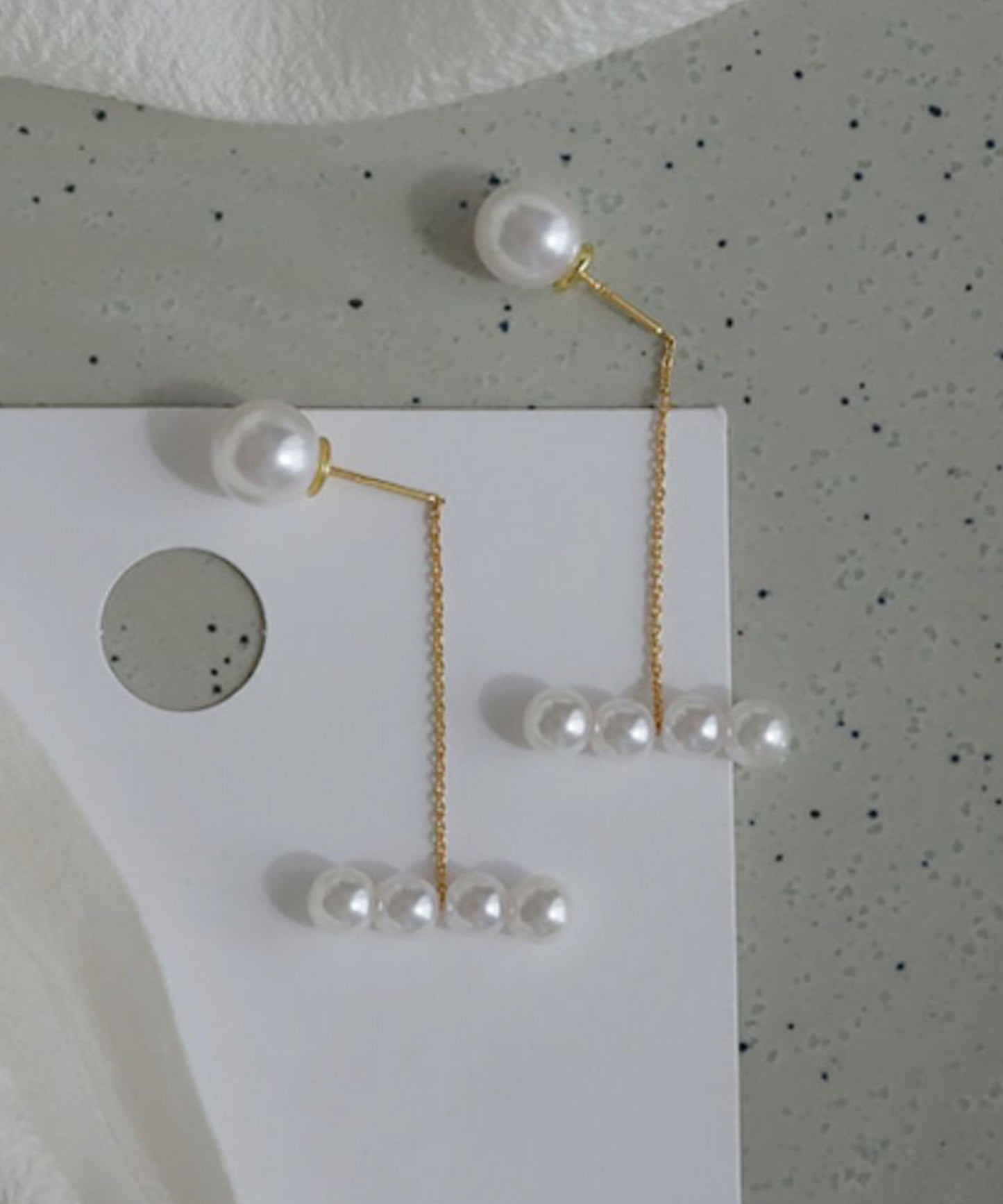 パール ライン ロング チェーン ピアス