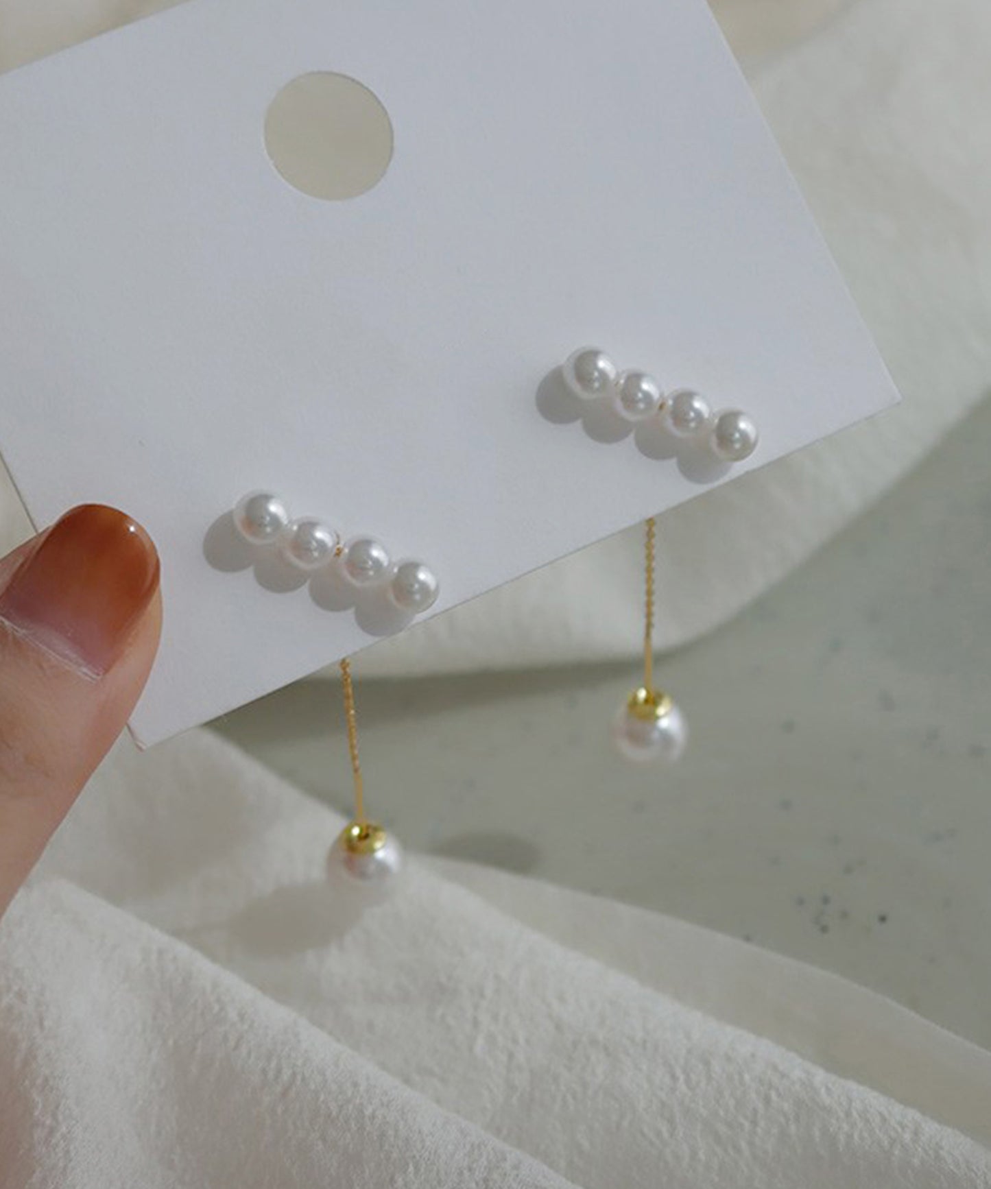 パール ライン ロング チェーン ピアス