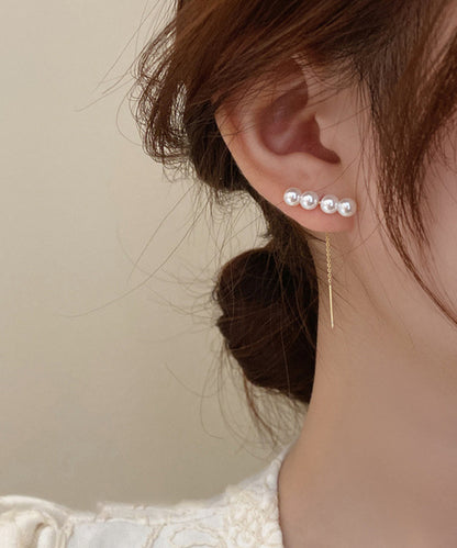 パール ライン ロング チェーン ピアス