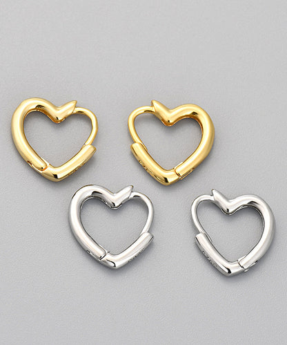 メタリック ミニマル ハート フープ ピアス