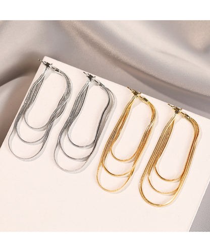 3連 スネークチェーン タッセル フリンジ ピアス