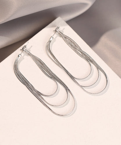 3連 スネークチェーン タッセル フリンジ ピアス