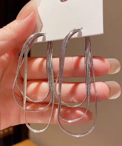 3連 スネークチェーン タッセル フリンジ ピアス