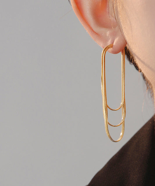 3連 スネークチェーン タッセル フリンジ ピアス