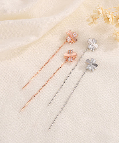 ビジュー クローバー ロング チェーン ピアス