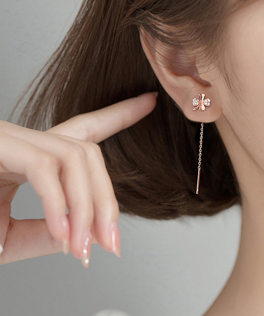 ビジュー クローバー ロング チェーン ピアス