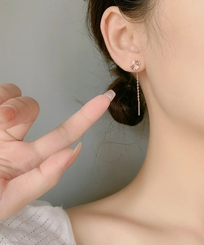 ビジュー クローバー ロング チェーン ピアス