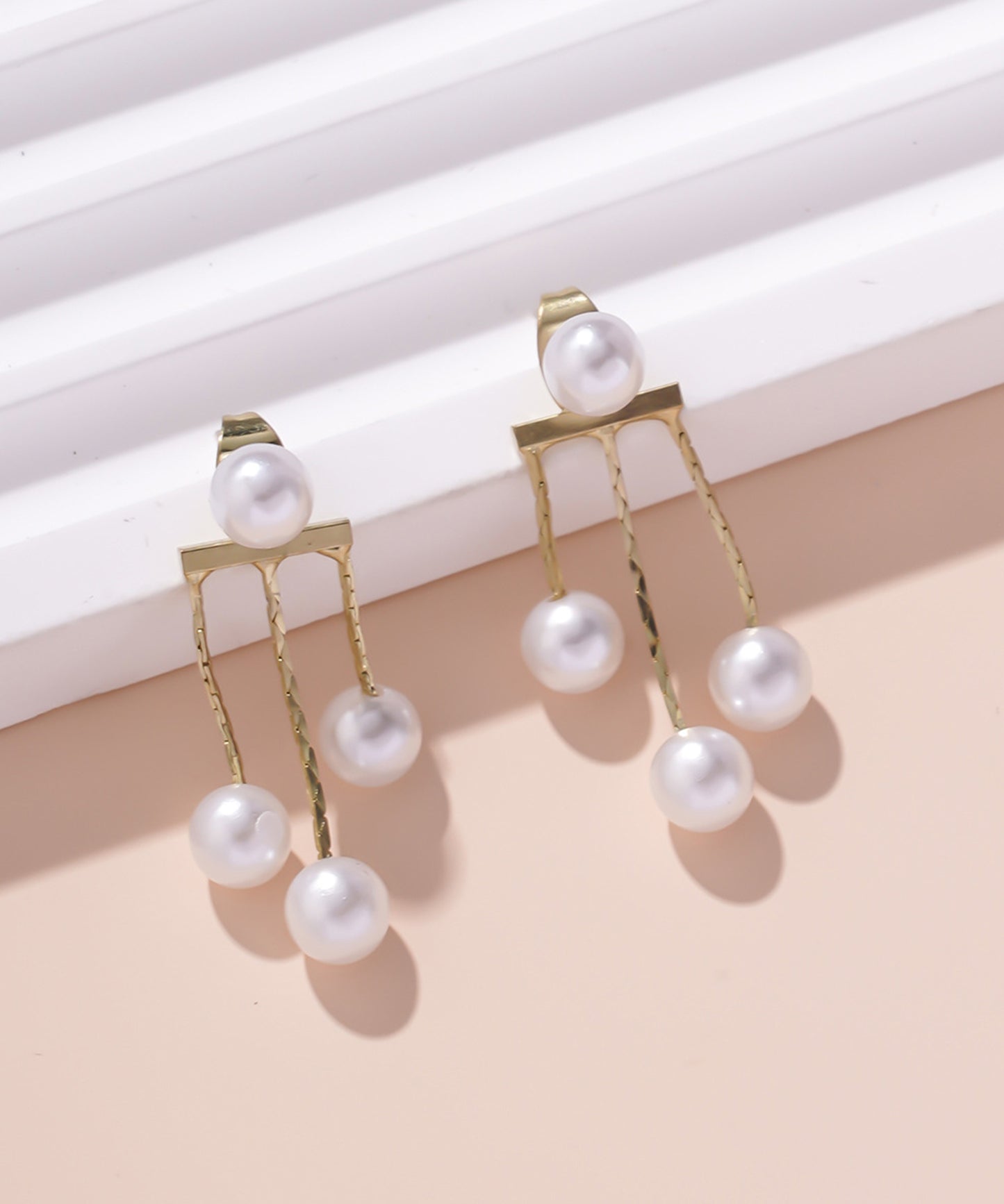 パール / ビジュー チェーン スイング フリンジ ピアス