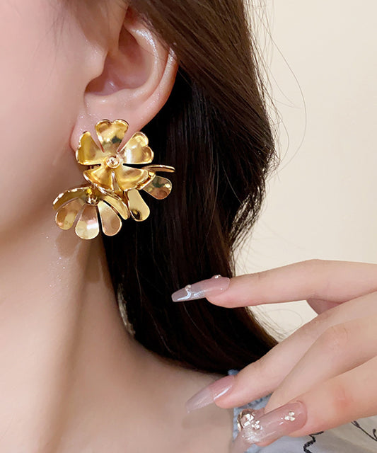 メタリック 3D ブーケ フープ ピアス