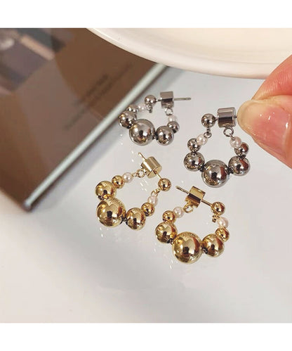 メタリック ボール チェーン フープ ピアス