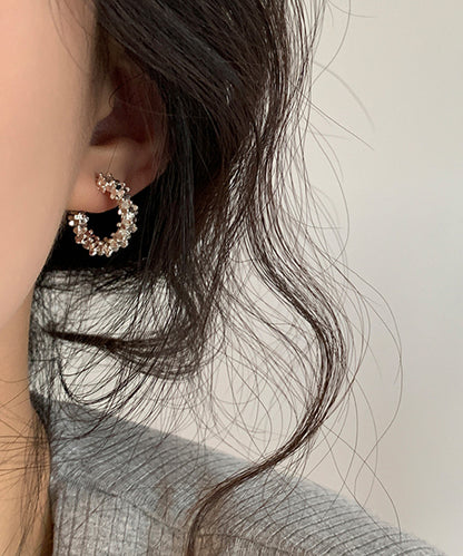 メタリック 3D ハーフ リング ピアス