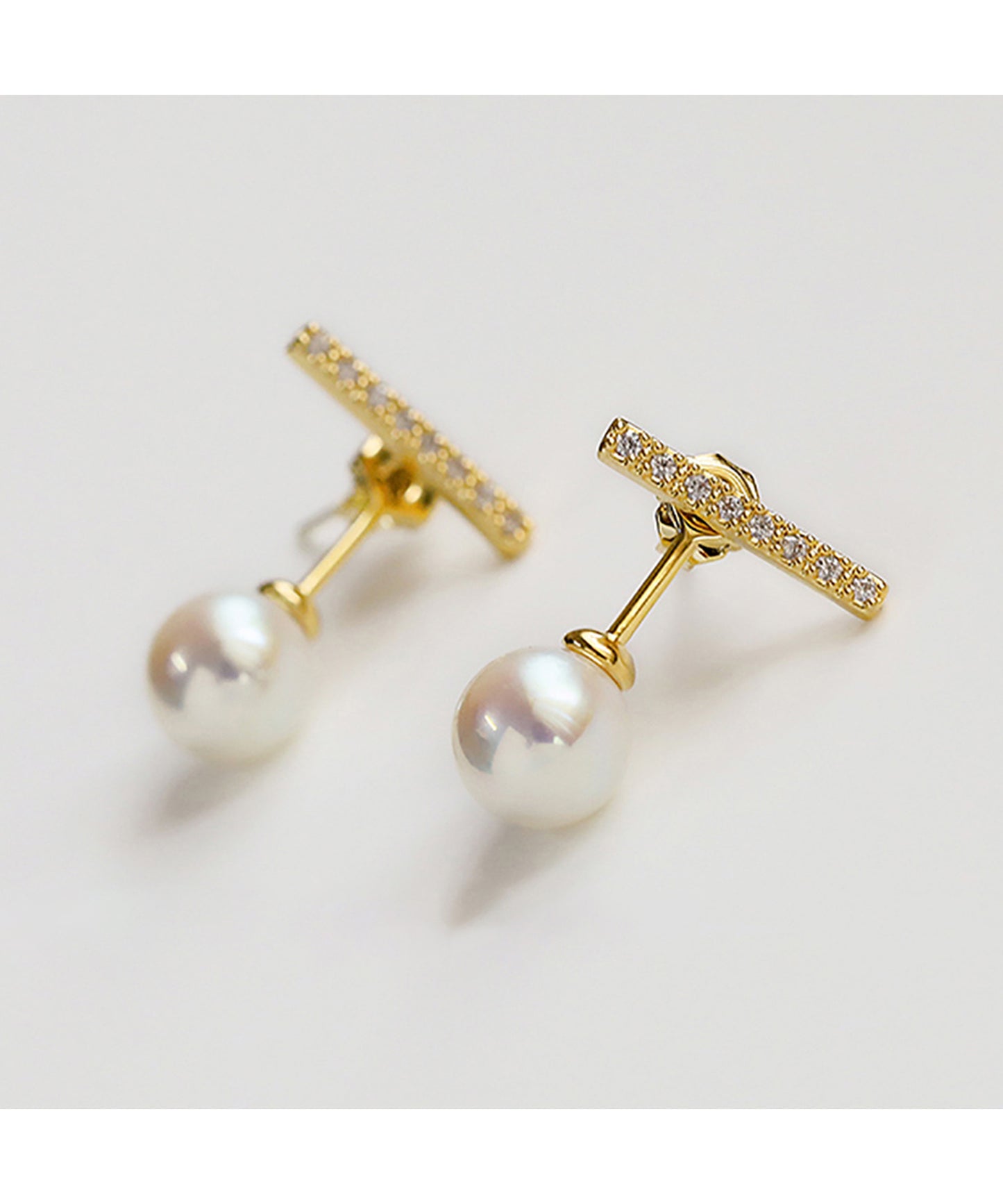 ビジュー ライン パール デザイン ピアス