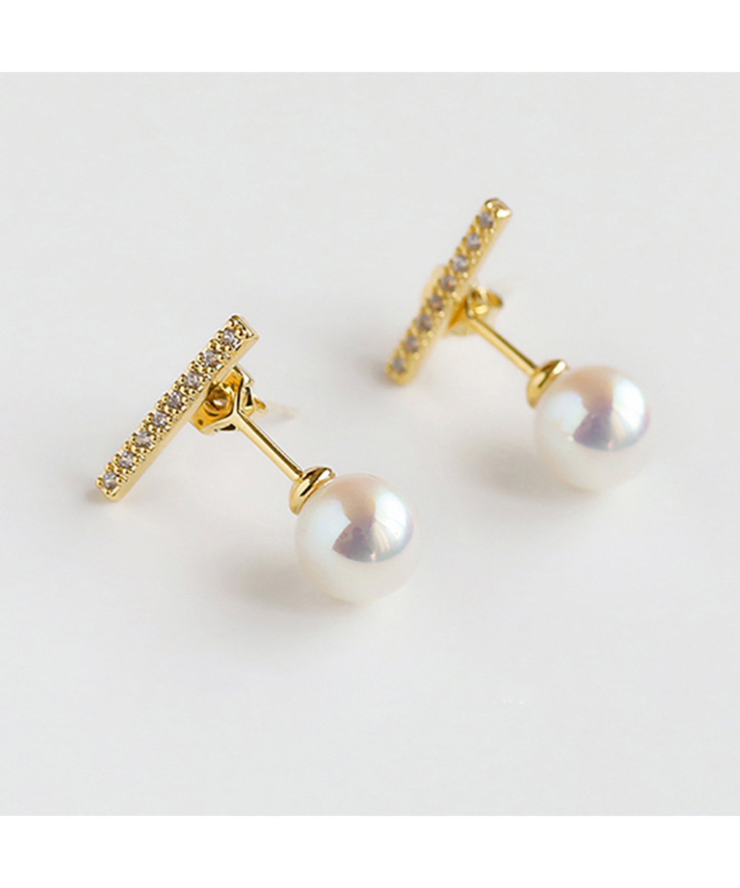 ビジュー ライン パール デザイン ピアス