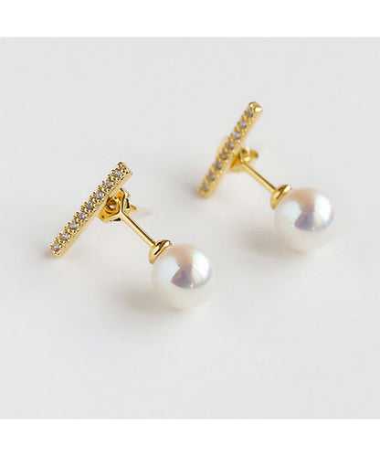 ビジュー ライン パール デザイン ピアス