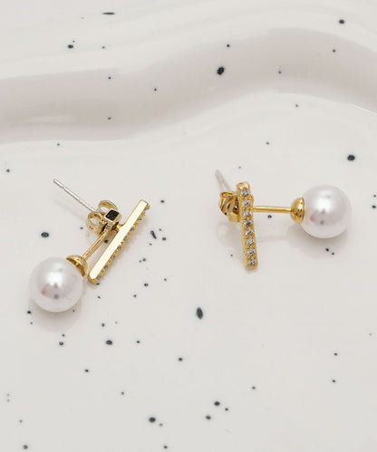 ビジュー ライン パール デザイン ピアス