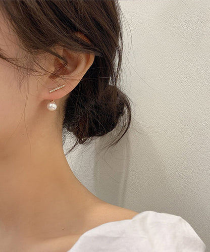 ビジュー ライン パール デザイン ピアス