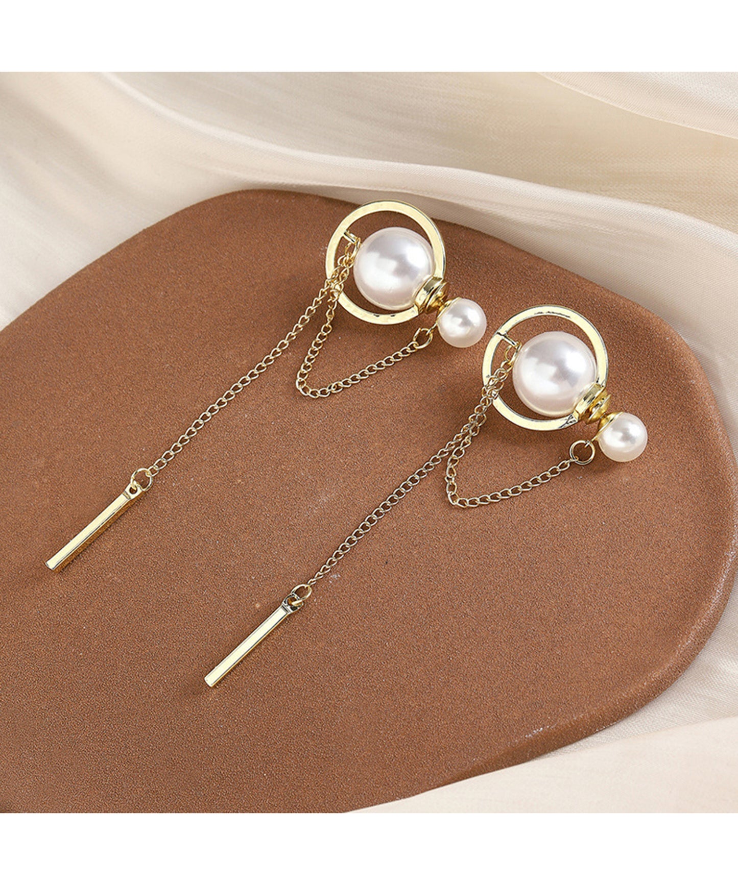 パール / ビジュー チェーン スウィング ロング ピアス