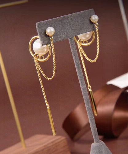 パール / ビジュー チェーン スウィング ロング ピアス