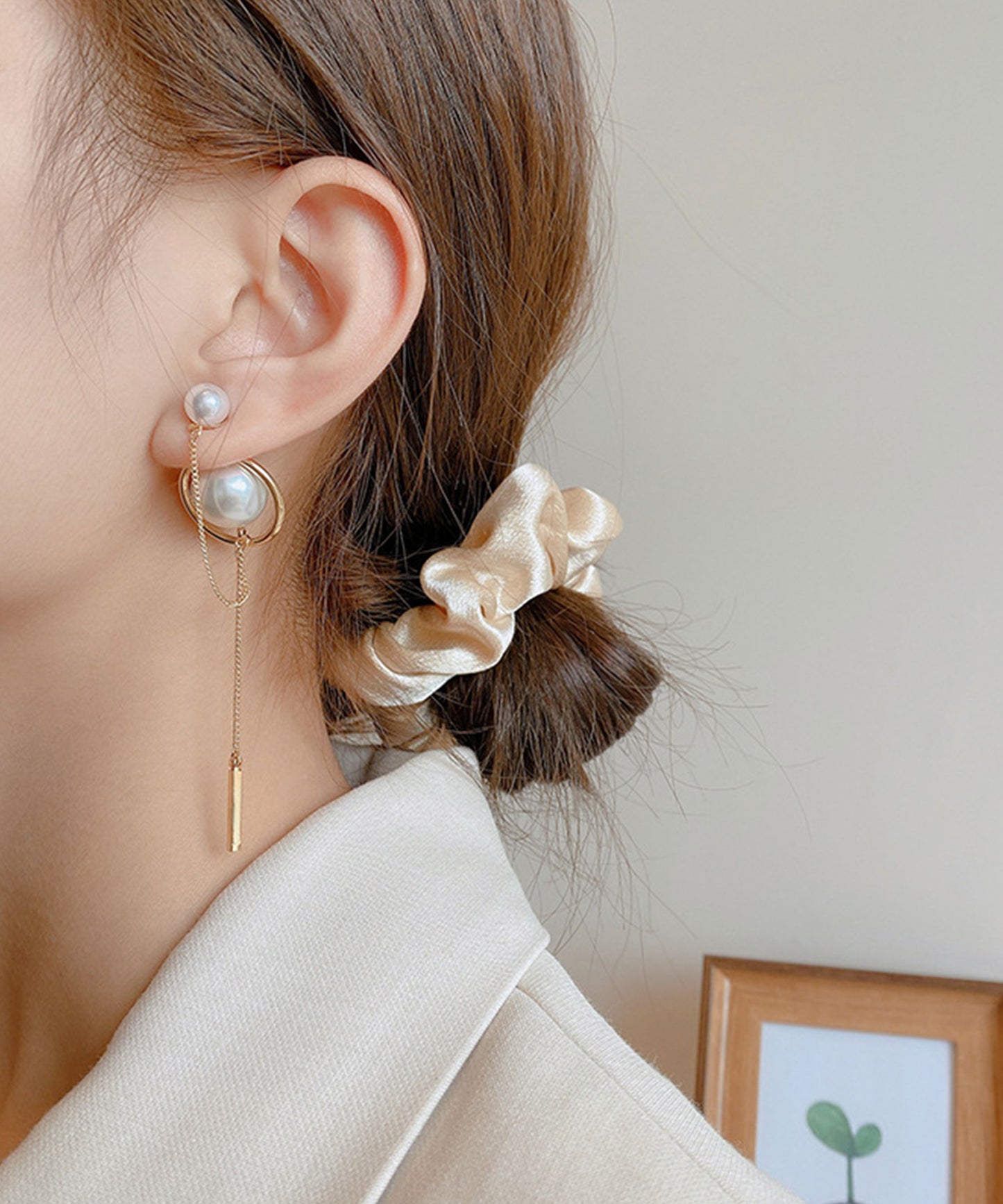 パール / ビジュー チェーン スウィング ロング ピアス