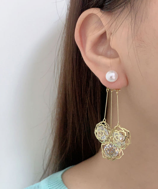 スケルトン ローズ パール スイング ピアス