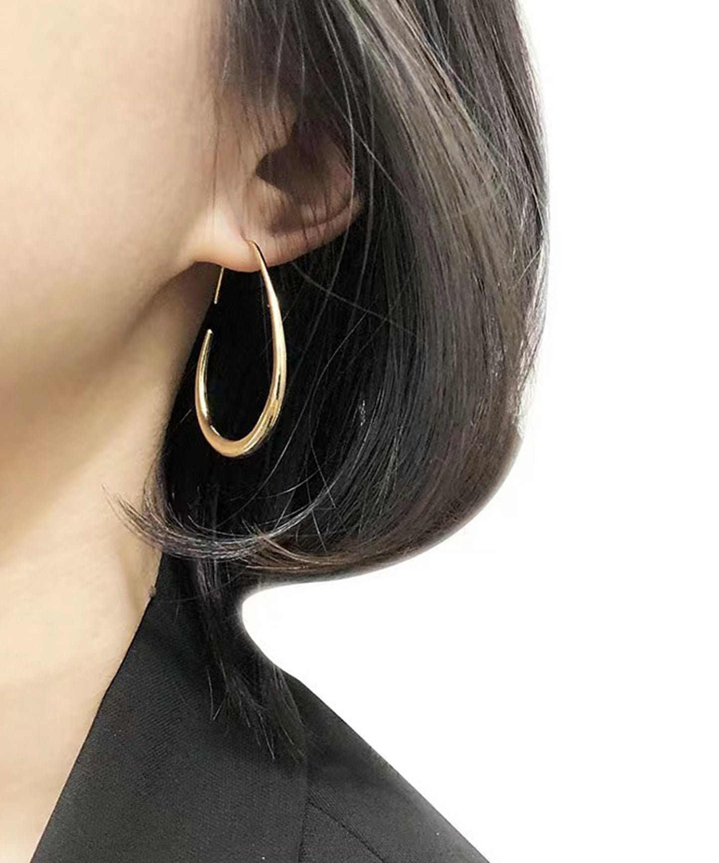 ドロップ ライン ミニマル フープ ピアス
