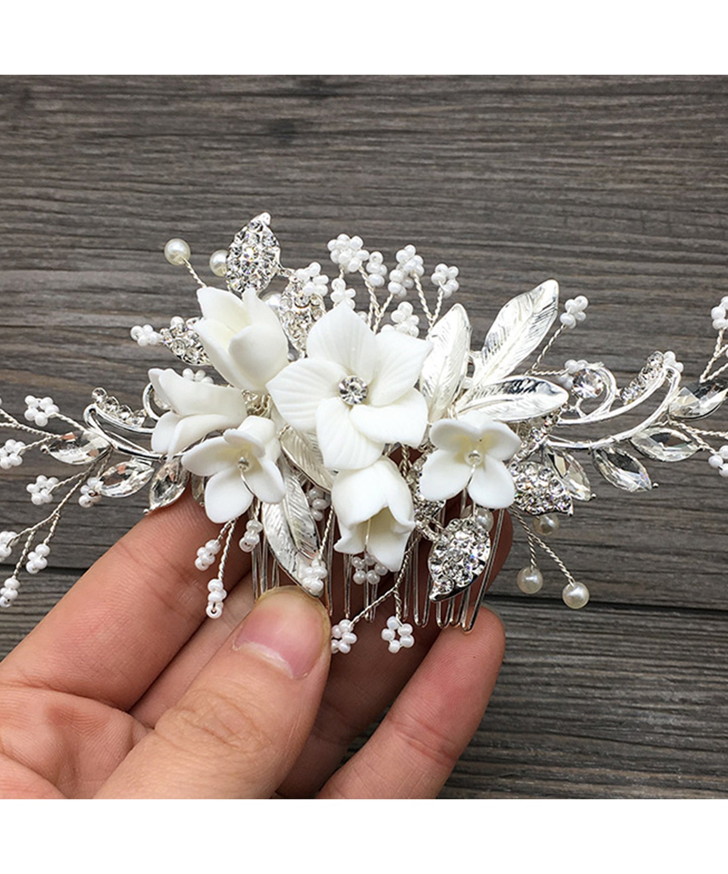 3D フラワー ボタニカル ウエディング ヘアコーム