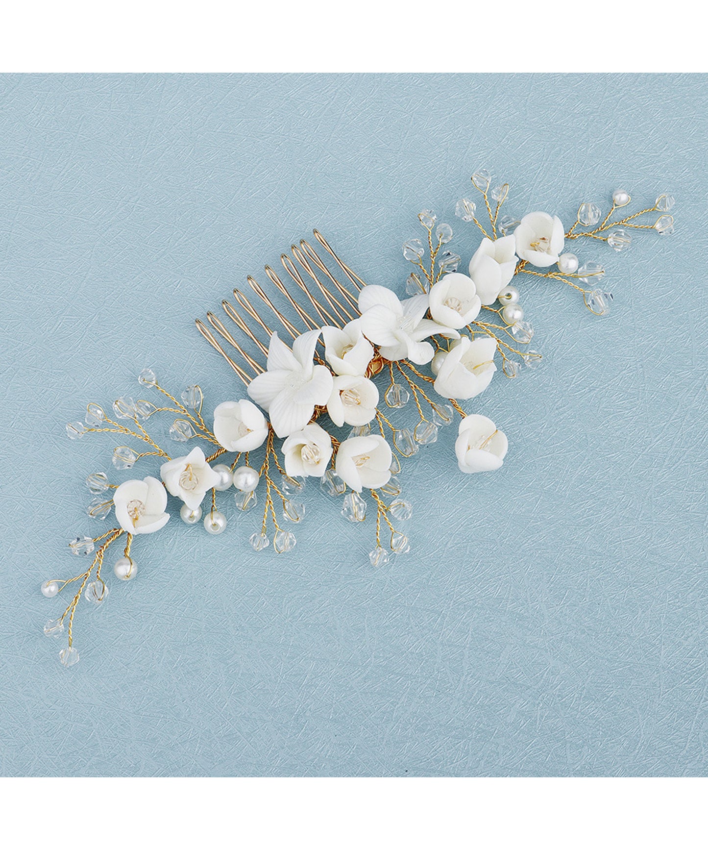 パール ビーズ ウエディング フラワー ヘアコーム