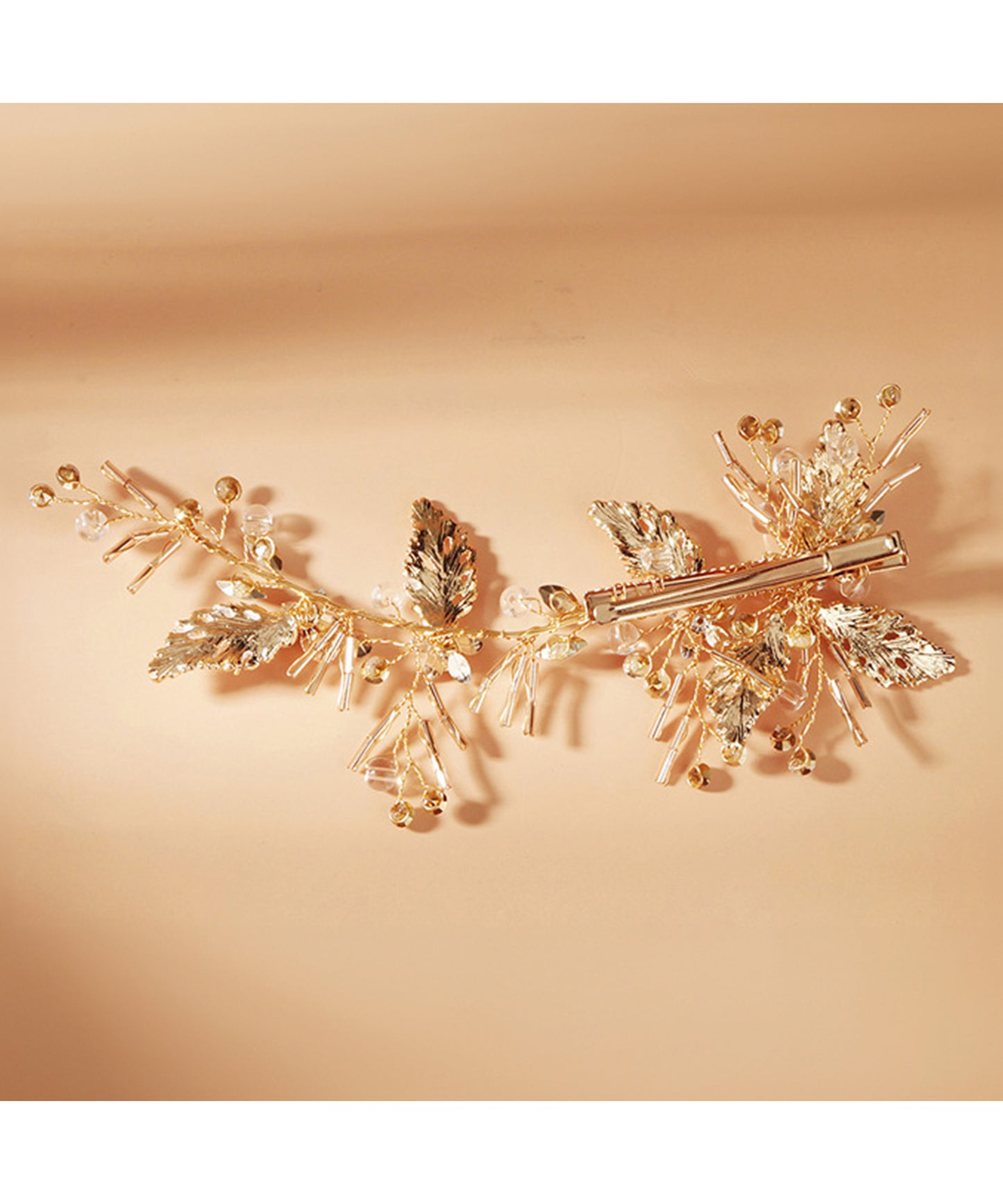 フラワー リーフ ガーランド ウエディング ヘアクリップ