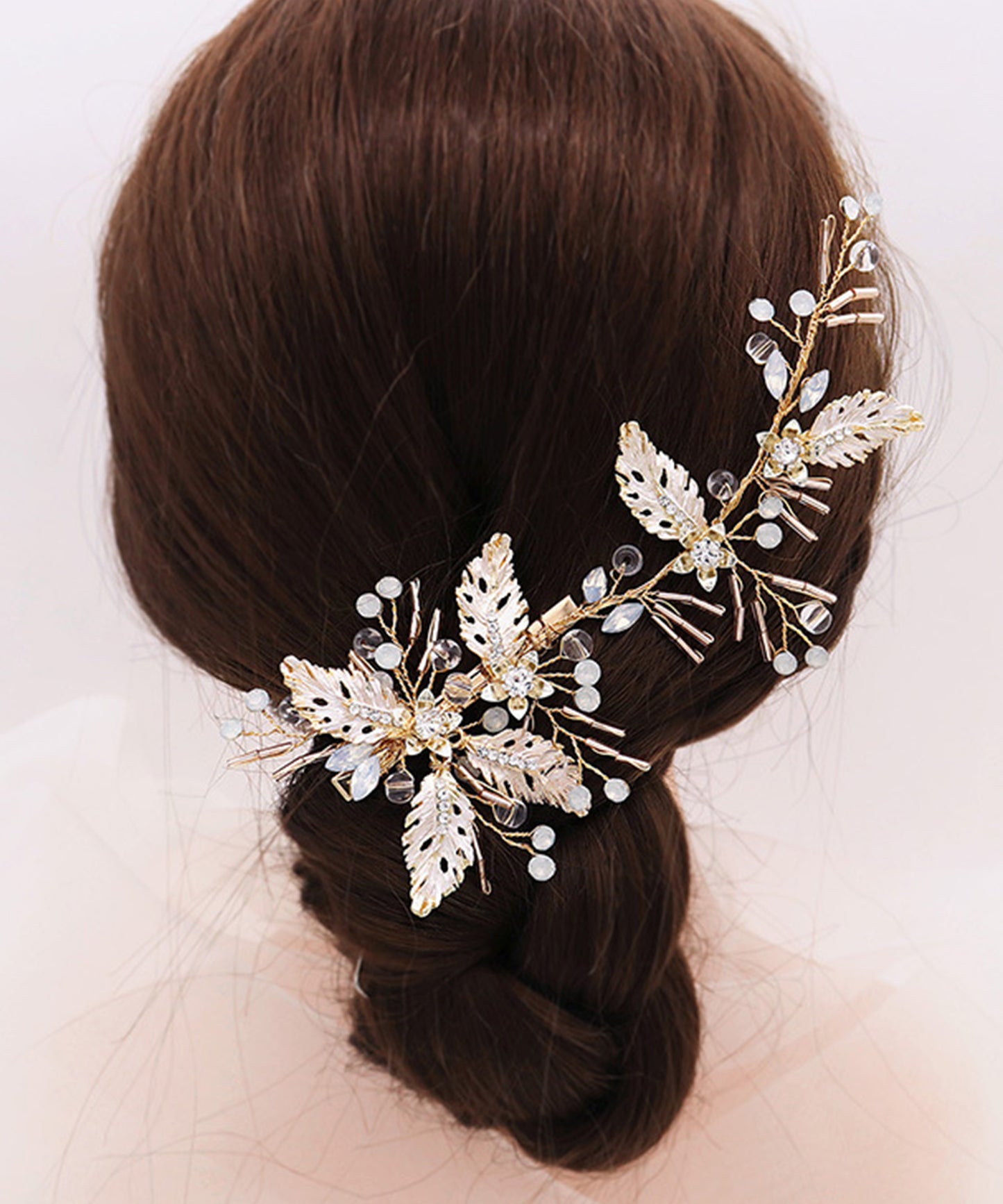 フラワー リーフ ガーランド ウエディング ヘアクリップ