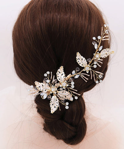 フラワー リーフ ガーランド ウエディング ヘアクリップ