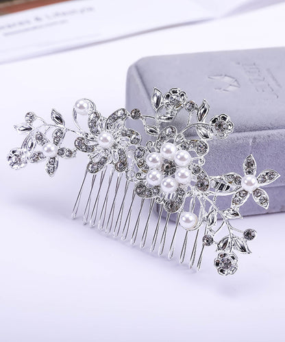 パール付き ボタニカル フラワー アーチ ヘアコーム