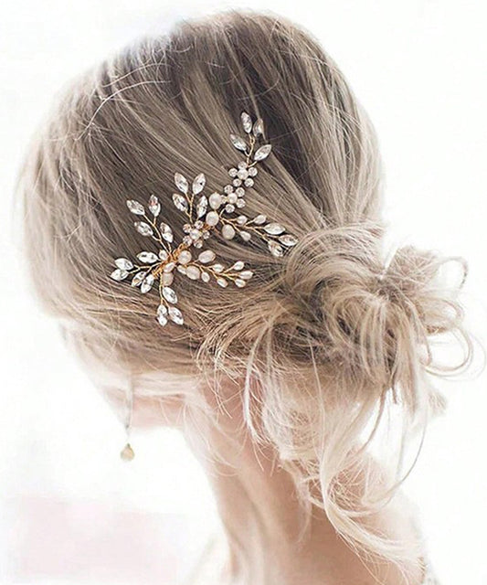 オーバル パール ビジュー ボタニカル ヘアコーム