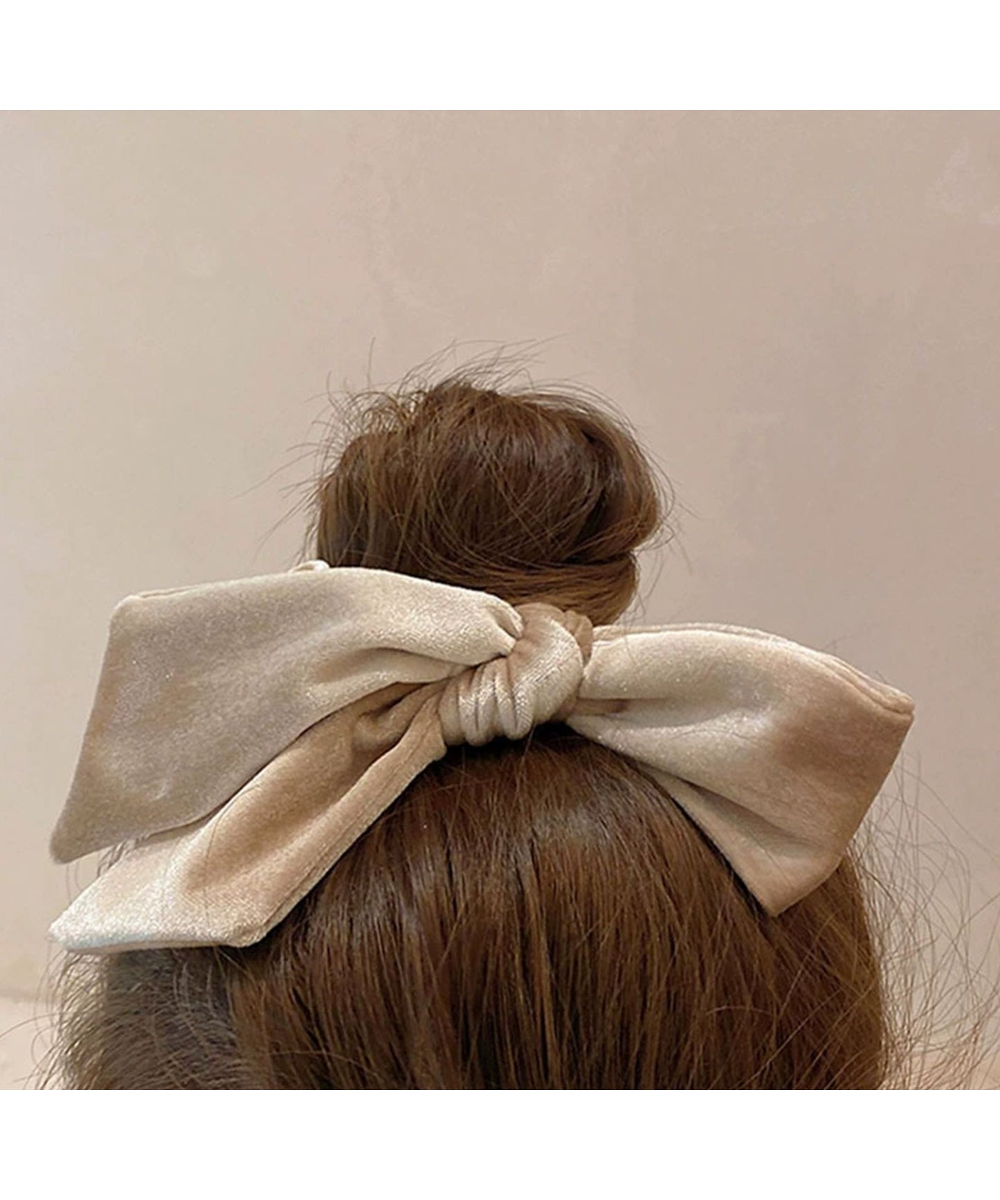 ベロア調 ビッグ リボン シュシュ ヘアゴム