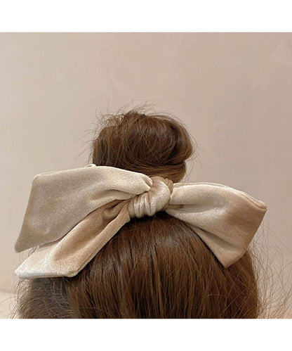 ベロア調 ビッグ リボン シュシュ ヘアゴム