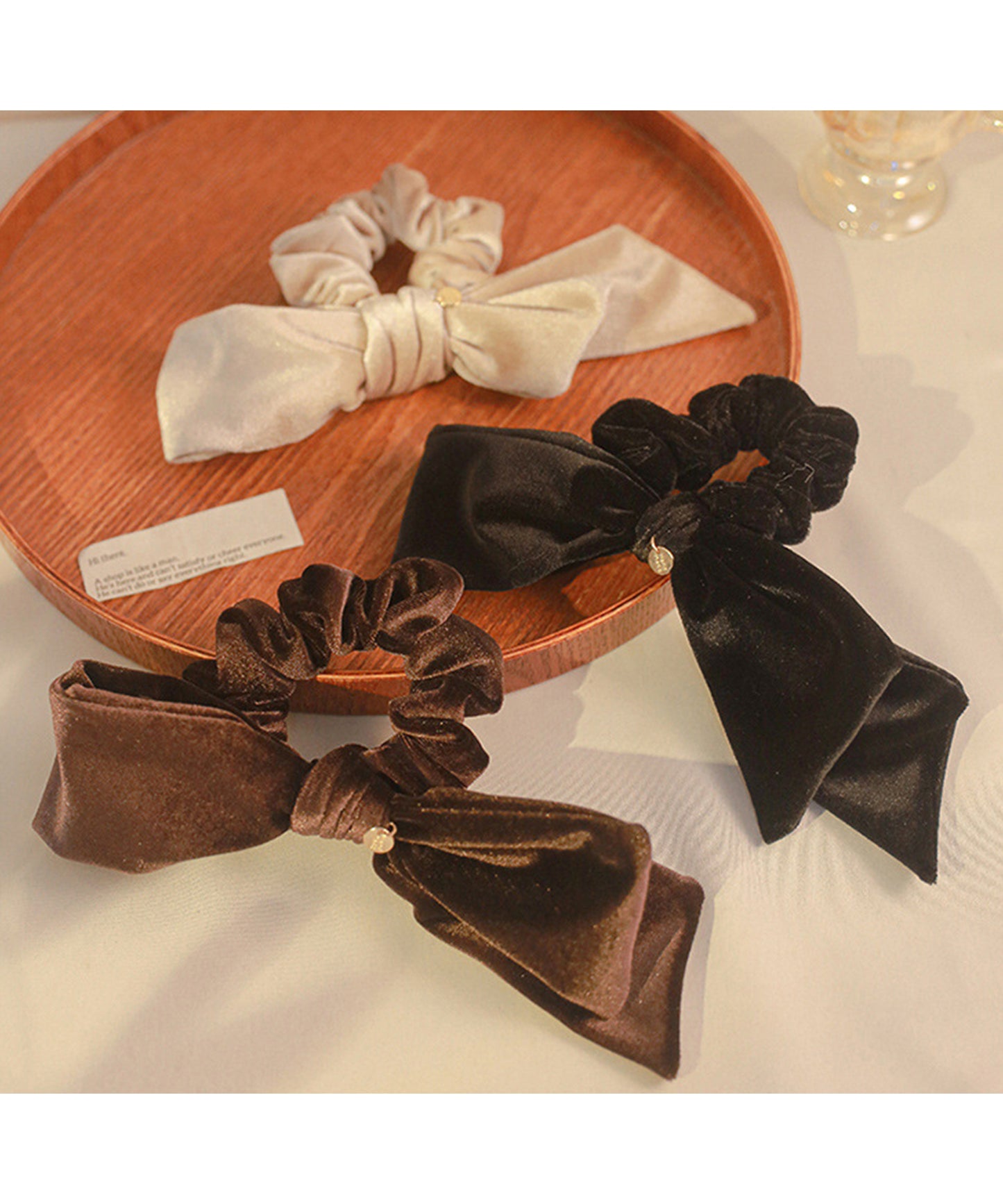 ベロア調 ビッグ リボン シュシュ ヘアゴム