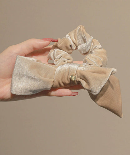 ベロア調 ビッグ リボン シュシュ ヘアゴム