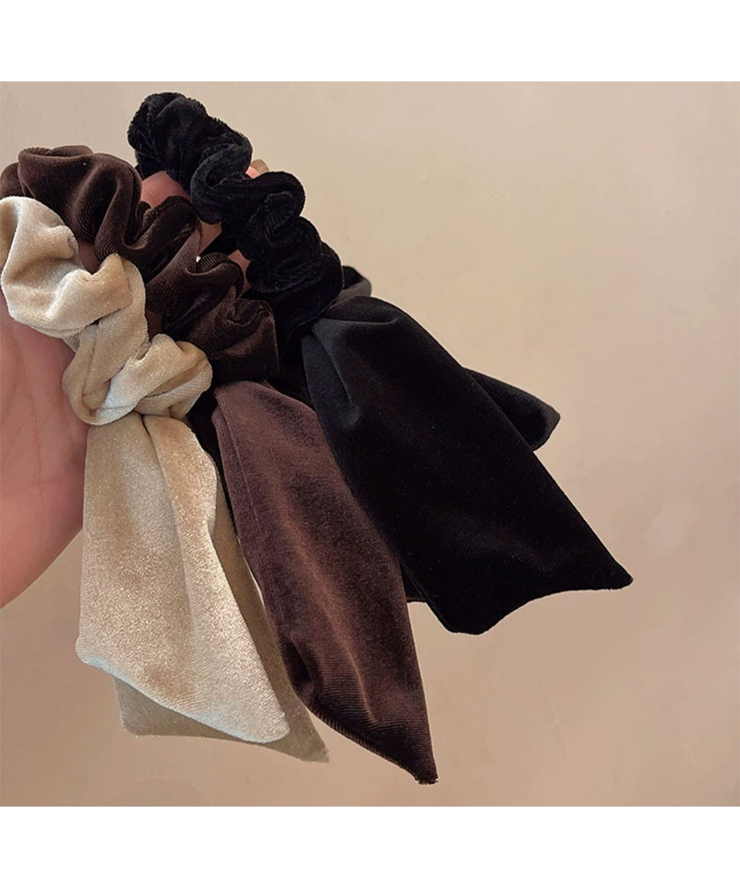 ベロア調 ビッグ リボン シュシュ ヘアゴム