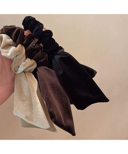 ベロア調 ビッグ リボン シュシュ ヘアゴム