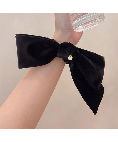 ベロア調 ビッグ リボン シュシュ ヘアゴム