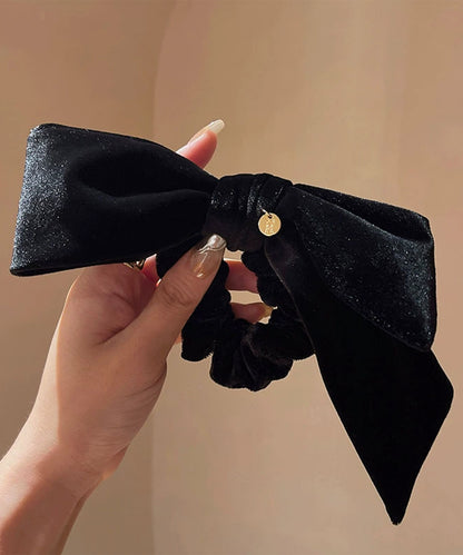 ベロア調 ビッグ リボン シュシュ ヘアゴム
