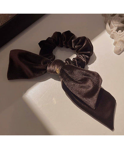 ベロア調 ビッグ リボン シュシュ ヘアゴム