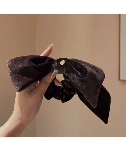 ベロア調 ビッグ リボン シュシュ ヘアゴム