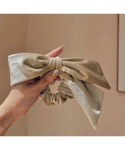 ベロア調 ビッグ リボン シュシュ ヘアゴム