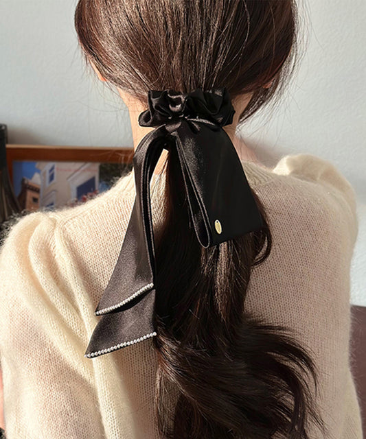 サテン調 ビッグ リボン シュシュ ヘアゴム