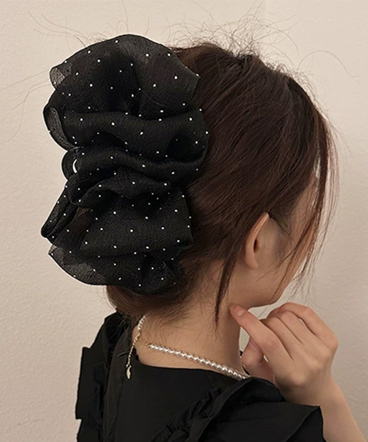 シュシュ風 ラメ ビッグサイズ バンスクリップ
